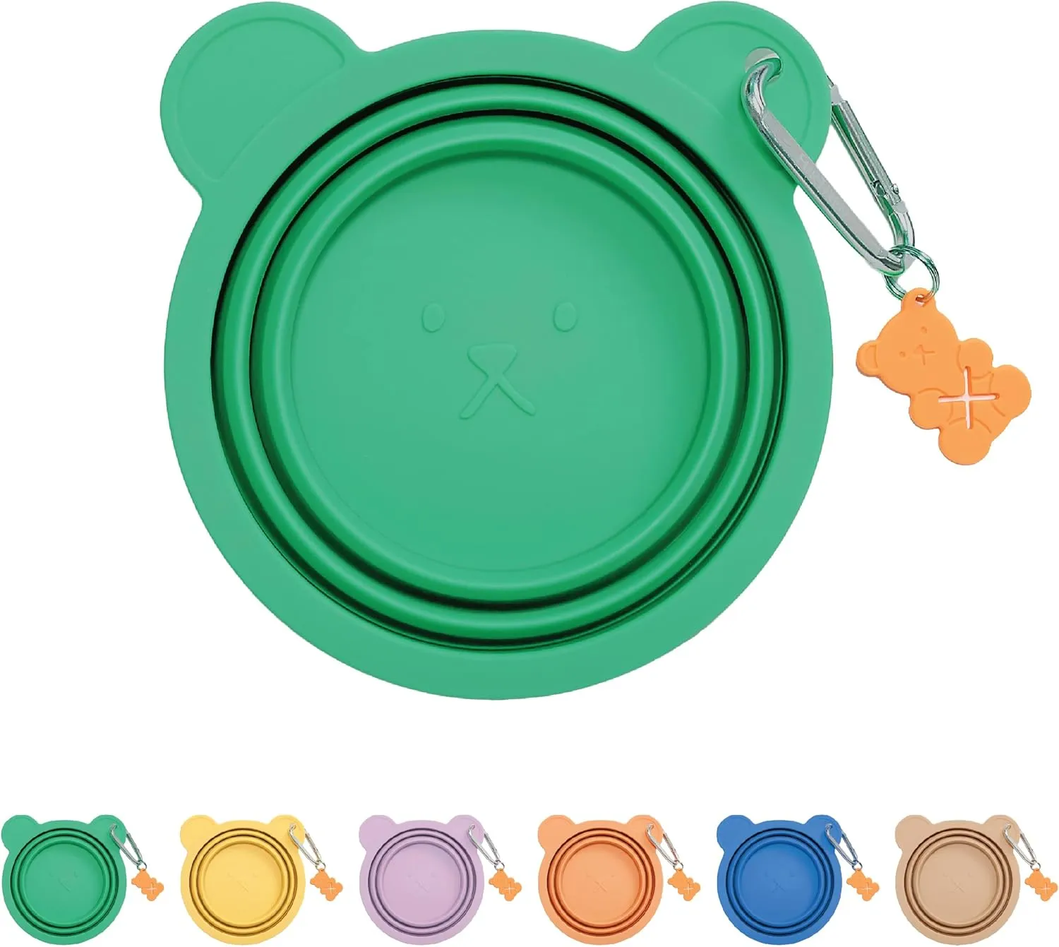 Silicone Collapsible Travel Bowl with Free Poop Bag Holder  Lightweight, Portable, Multipurpose for Pets, Dishwasher & Microwave Safe (Green, Medium)