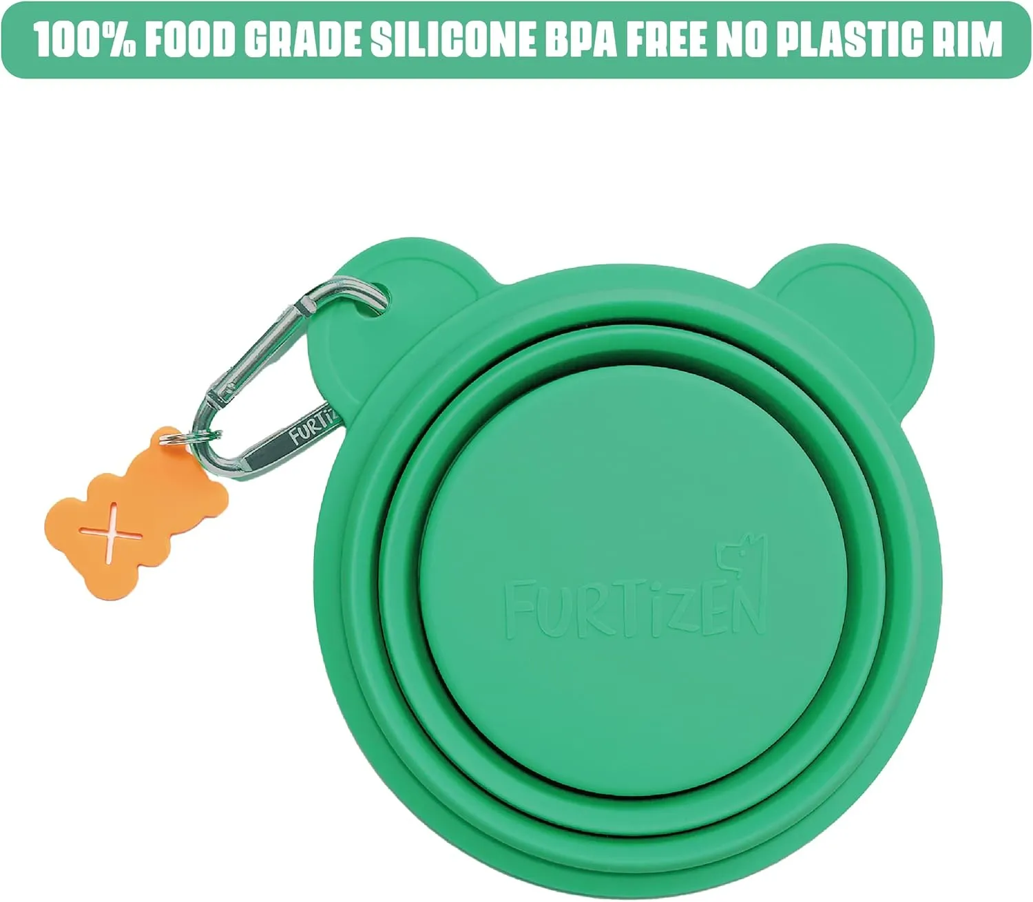 Silicone Collapsible Travel Bowl with Free Poop Bag Holder  Lightweight, Portable, Multipurpose for Pets, Dishwasher & Microwave Safe (Green, Medium)