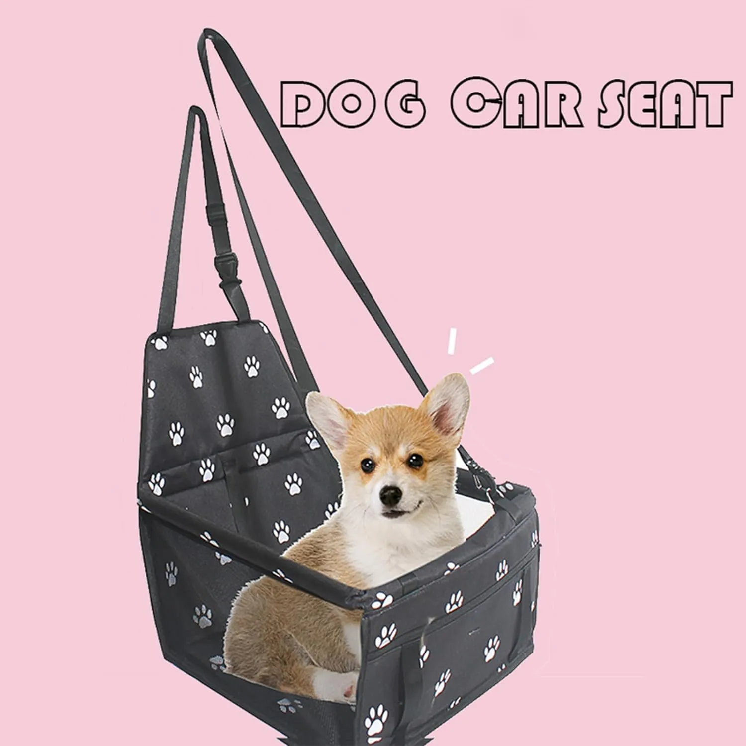 Small Dog Car SeatComfortable Front and Back seat pet beds, Portable Foldable seat, Breathable PVC Frame, Includes seat Belt, fits Small Dogs/Cats Weighing up to 15 pounds (Black, L)