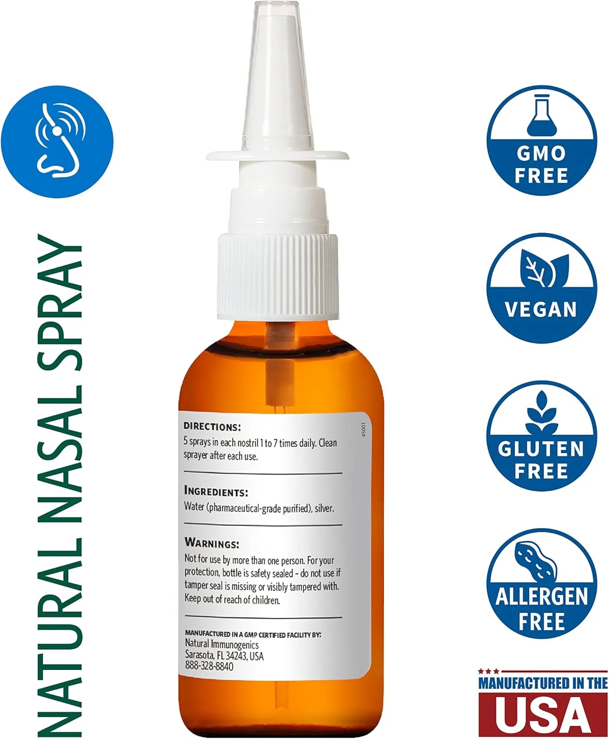 Sovereign Silver Bio-Active Colloidal Silver Hydrosol for Immune Support - 10ppm - 1oz - Nasal Spray - Pack of 2