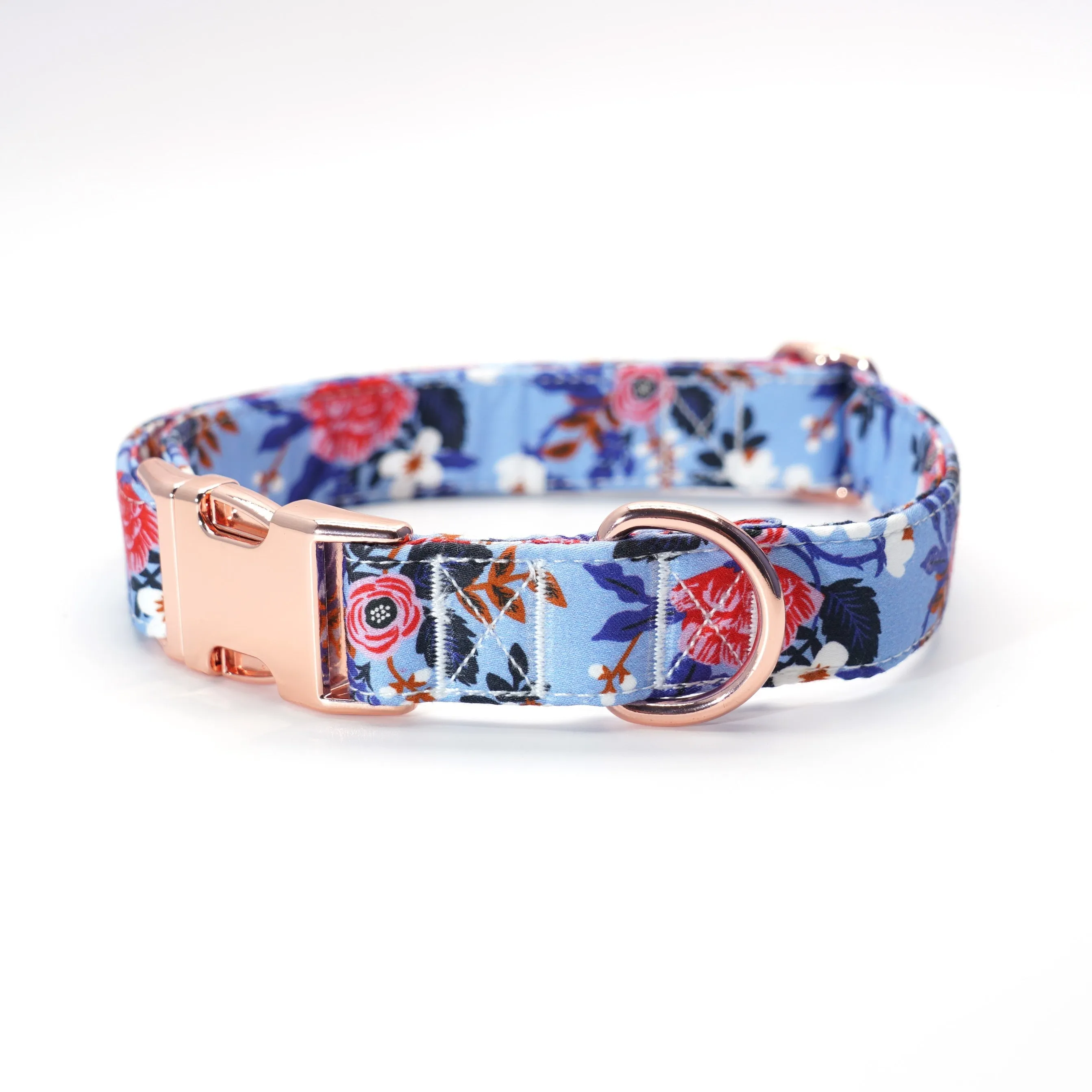 Spring Floral Blue Flower Collar and Leash Set | Personalized