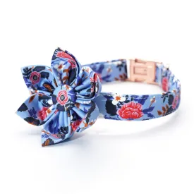 Spring Floral Blue Flower Collar and Leash Set | Personalized