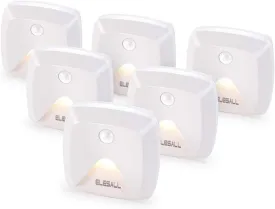 Stick-on Motion Sensor Lights, Warm White LED Night Light, Stick-Anywhere Stair Lights, Closet Light, Battery Operated Wall Light for Kitchen, Hallway, Bedroom, Bathroom, Stairs, 6-Pack