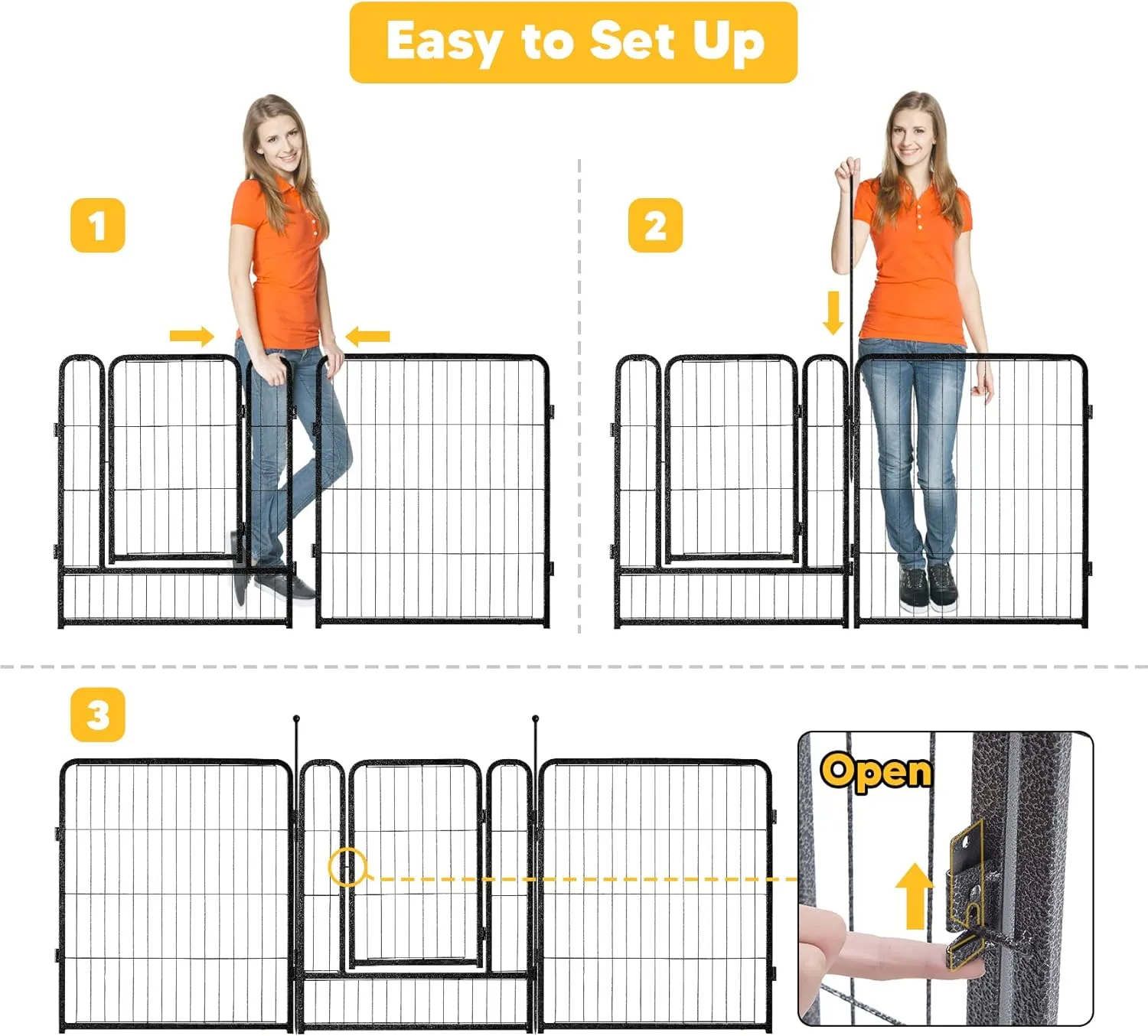 TMEE Dog Playpen, 40" Height 16 Panels Outdoor Dog Fence Pet Play Pen, Puppy Pens for Large/Medium/Small Dogs, Ideal for RV, Camping, Yard, Indoor