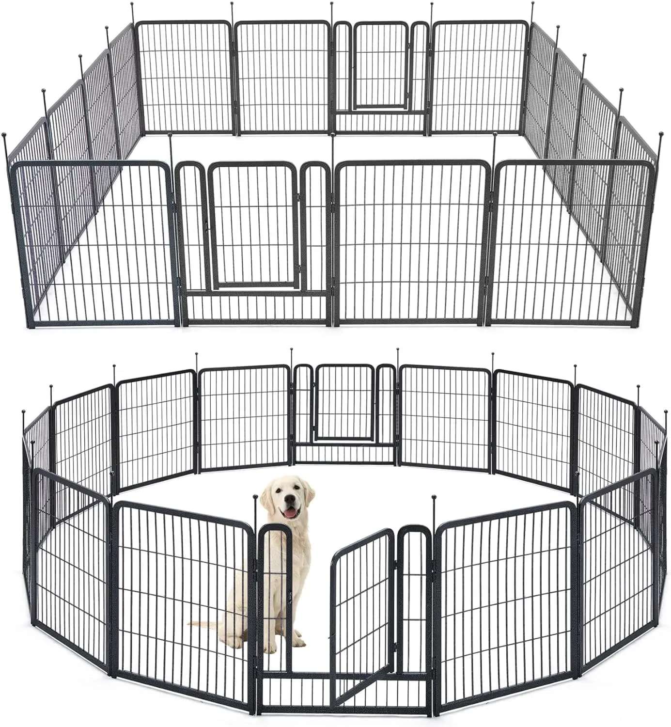 TMEE Dog Playpen, 40" Height 16 Panels Outdoor Dog Fence Pet Play Pen, Puppy Pens for Large/Medium/Small Dogs, Ideal for RV, Camping, Yard, Indoor