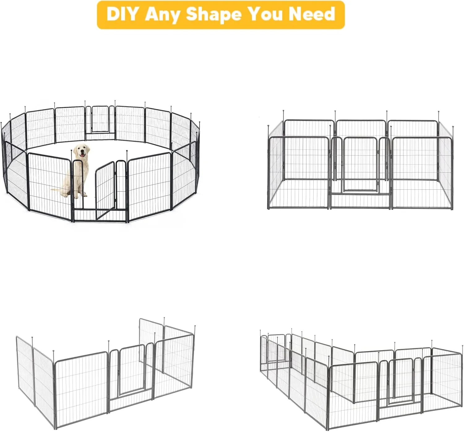 TMEE Dog Playpen, 40" Height 16 Panels Outdoor Dog Fence Pet Play Pen, Puppy Pens for Large/Medium/Small Dogs, Ideal for RV, Camping, Yard, Indoor