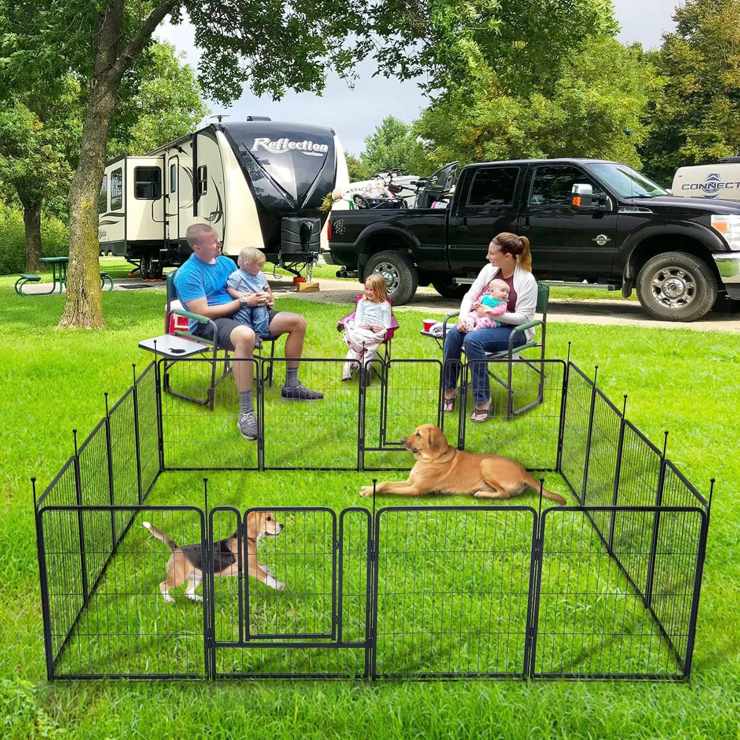 TMEE Dog Playpen, 40" Height 16 Panels Outdoor Dog Fence Pet Play Pen, Puppy Pens for Large/Medium/Small Dogs, Ideal for RV, Camping, Yard, Indoor