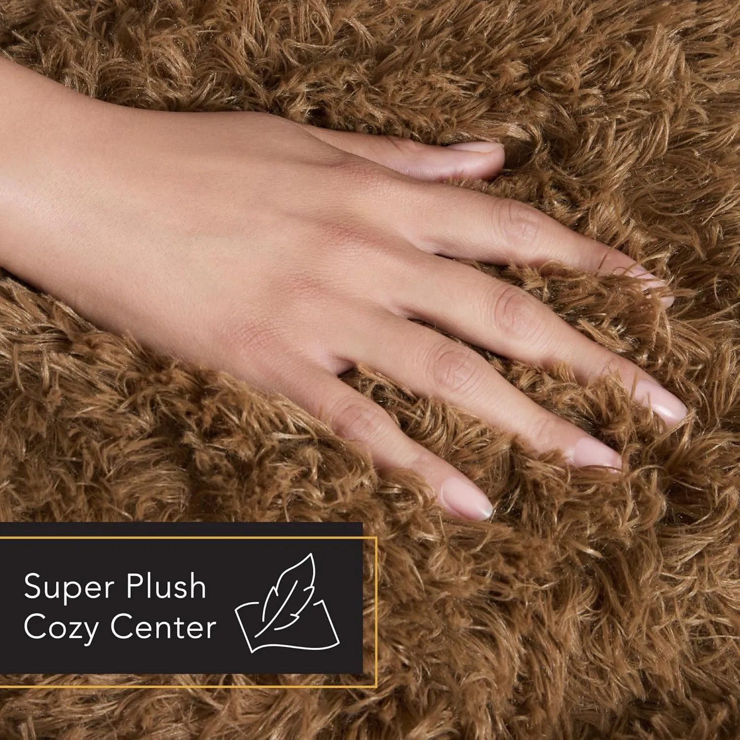 TOWN & COUNTRY LUXE CuddleTown Fuzzy Solid Donut Pet Bed, Soft, Cozy & Calming, Non-Slip Bottom, 100% Machine Washable, Brown, Medium 28"x28"x7" Round