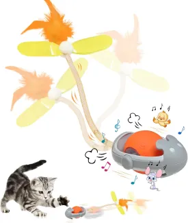 Tyasoleil Interactive Cats Toys Ball, Newly IMAGINABLE Agile Mice Moving Ball, Mice&Bird Voice Attract, Elastic Mesh Tail, Automatic Kitten Toys, 2 Replacement Feather, for Bored Adult Indoor Cats