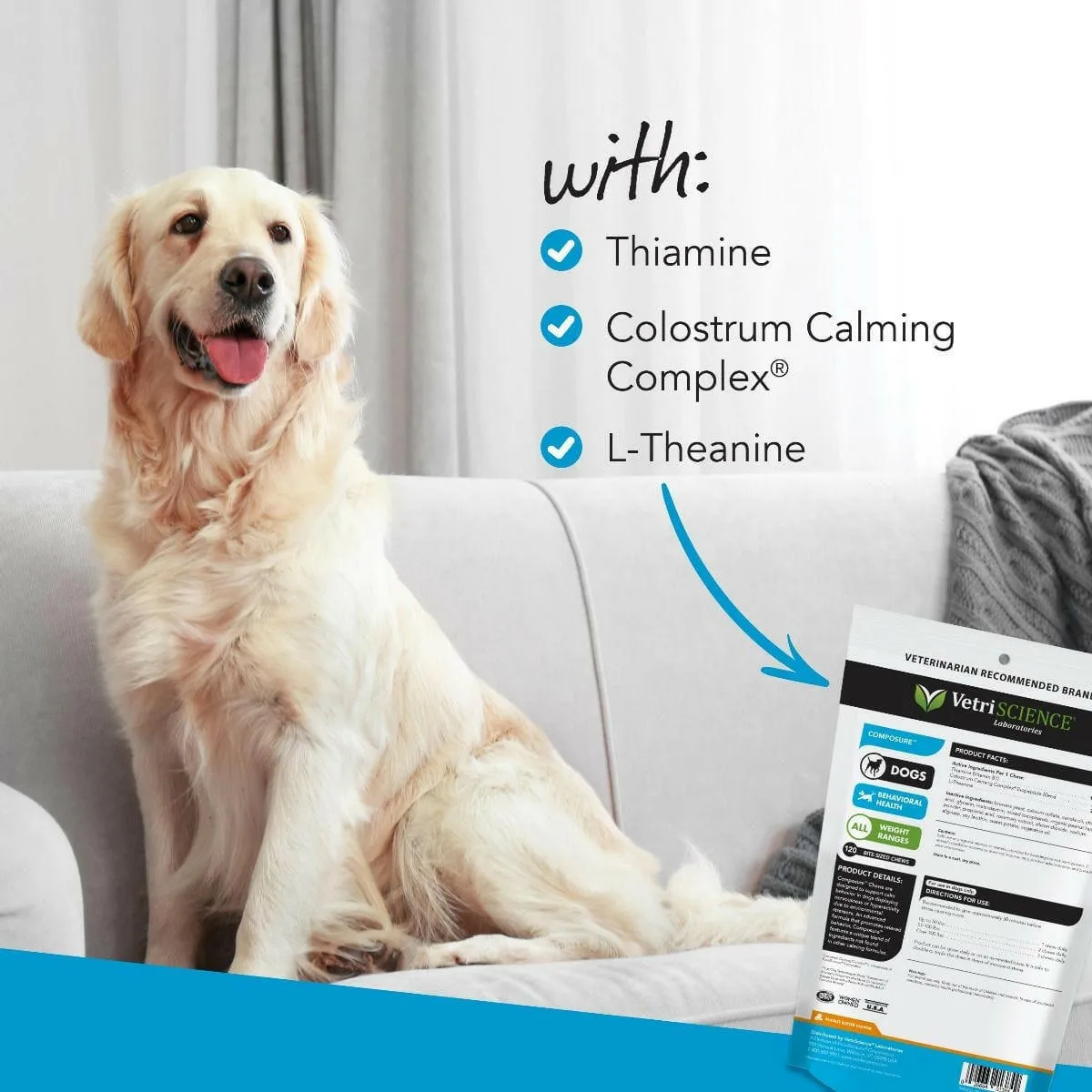 VetriScience Composure Calming Supplement for Dogs (120 soft chews)