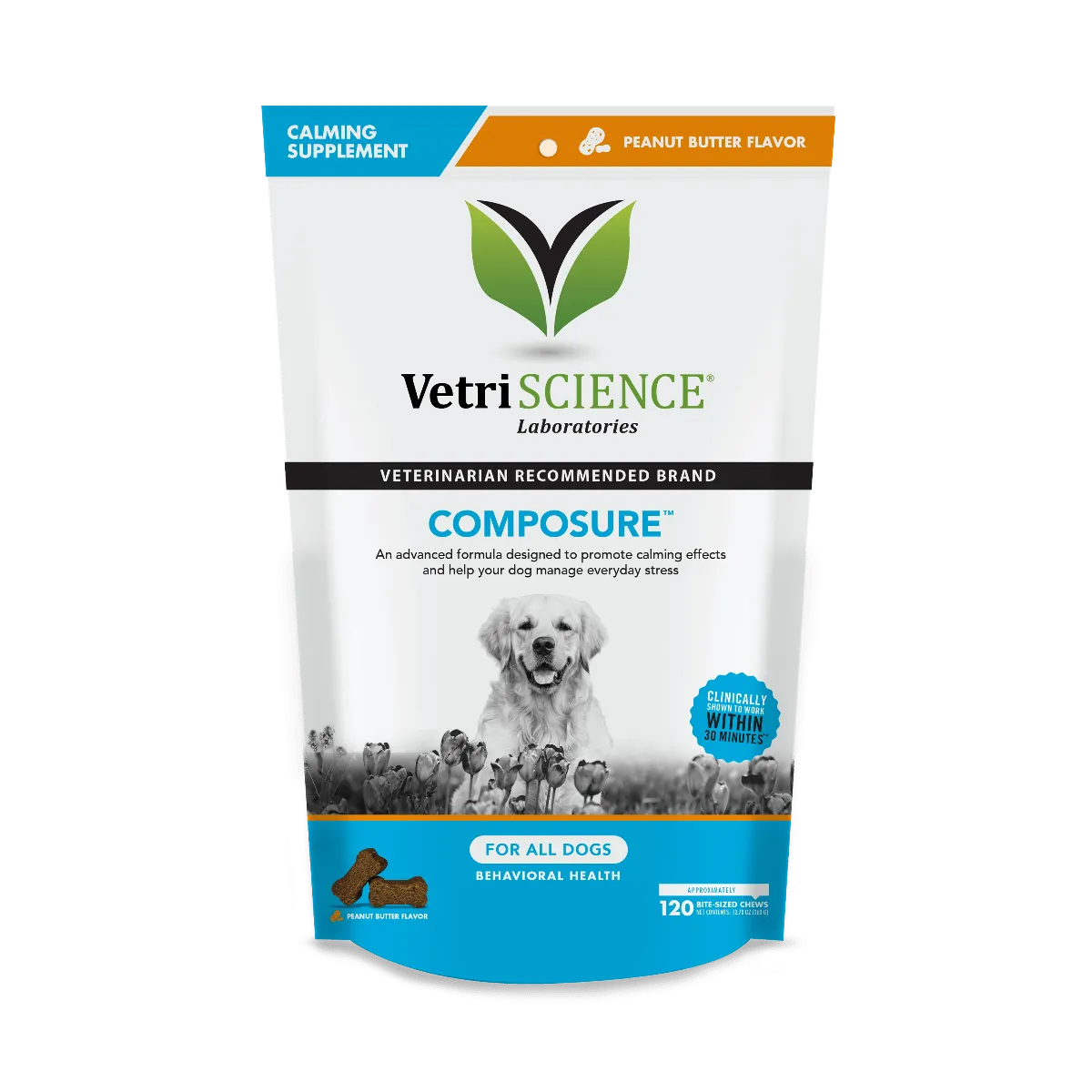 VetriScience Composure Calming Supplement for Dogs (120 soft chews)