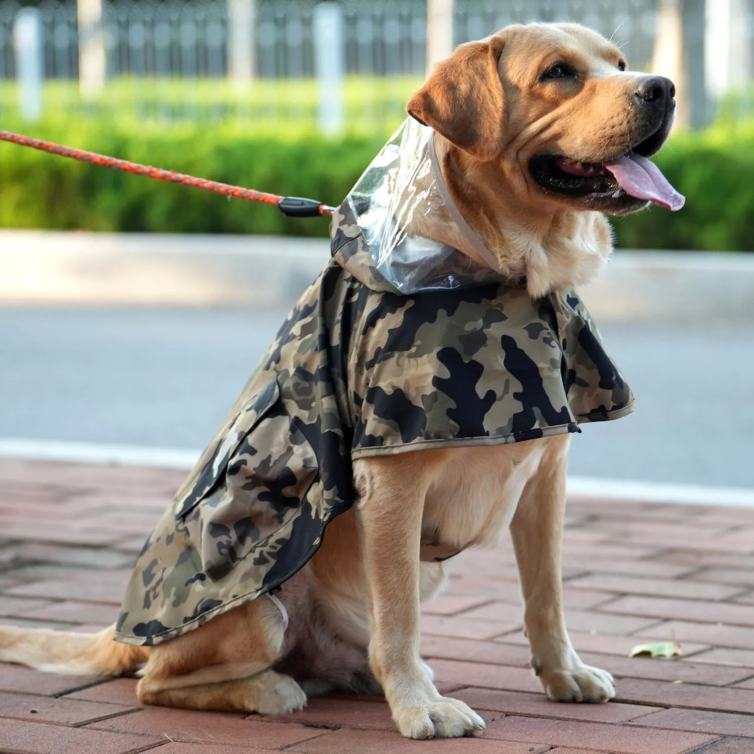 Waterproof Dog Raincoat, Adjustable Reflective Lightweight Pet Rain Clothes with Poncho Hood(XX-Large,Camo)