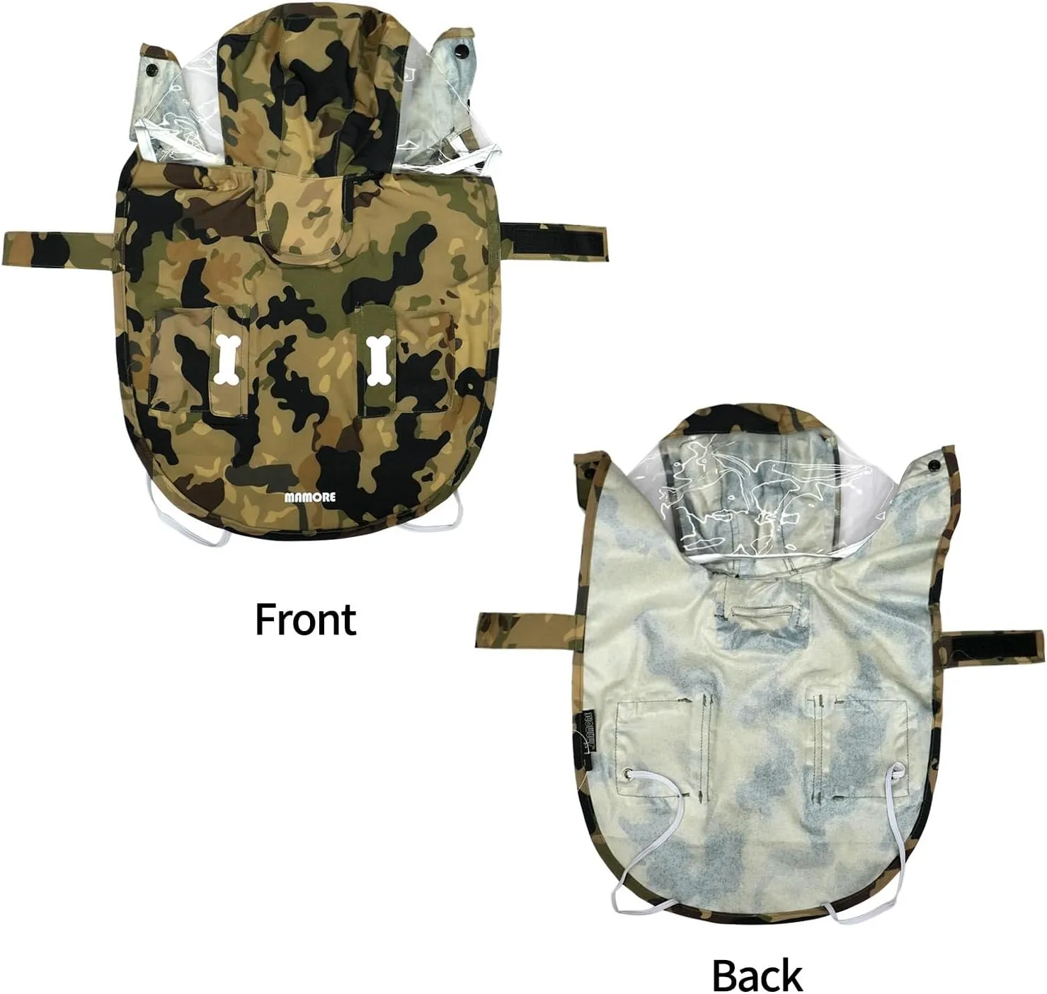 Waterproof Dog Raincoat, Adjustable Reflective Lightweight Pet Rain Clothes with Poncho Hood(XX-Large,Camo)