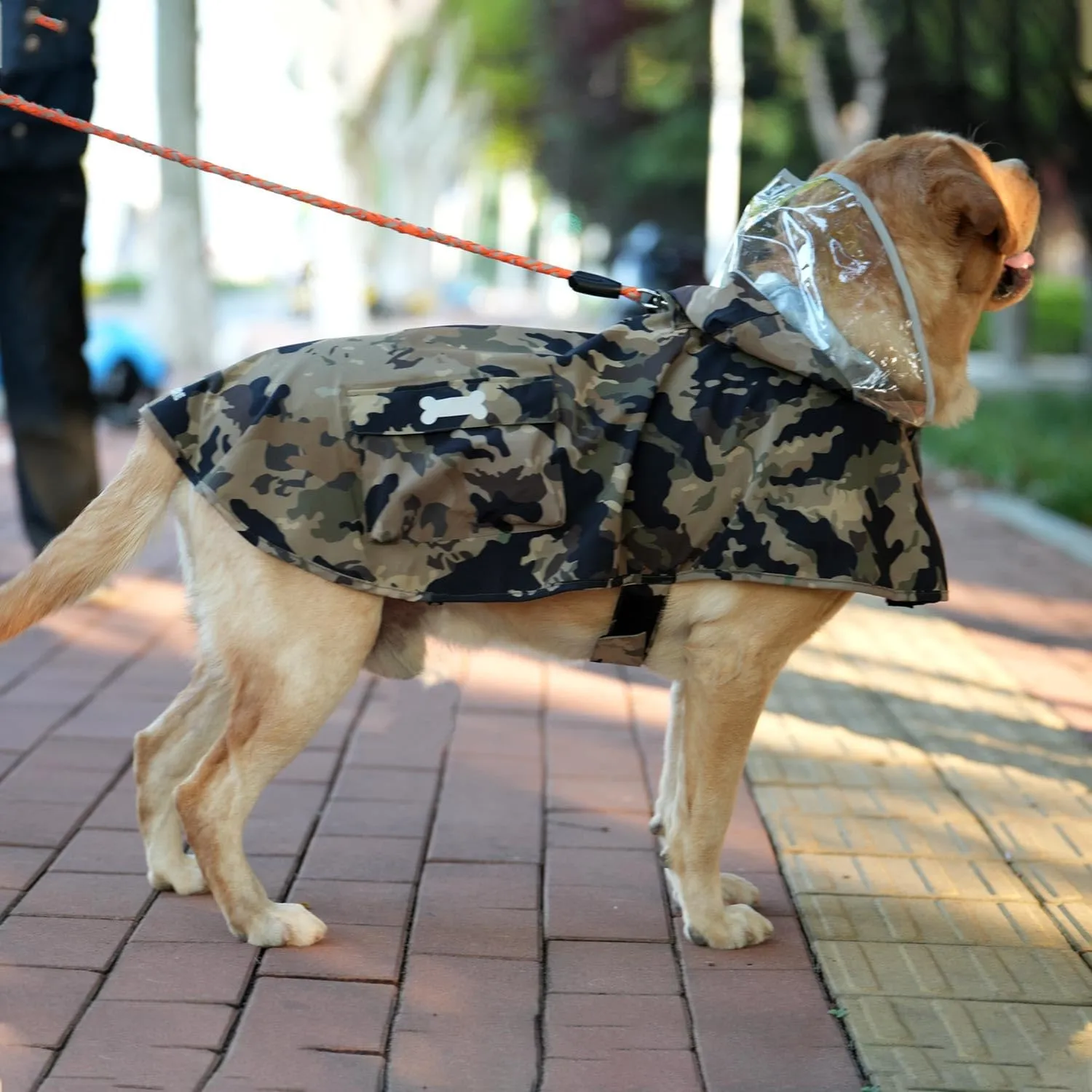 Waterproof Dog Raincoat, Adjustable Reflective Lightweight Pet Rain Clothes with Poncho Hood(XX-Large,Camo)