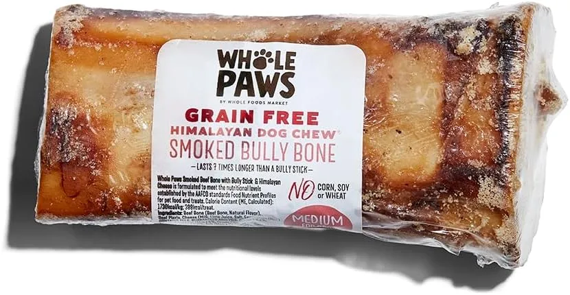 Whole Paws, Smoked Beef Bone with Bully Stick & Himalayan Cheese, Medium (for Dogs 35 lbs & Under), 4.6 ounce (Pack of 1)