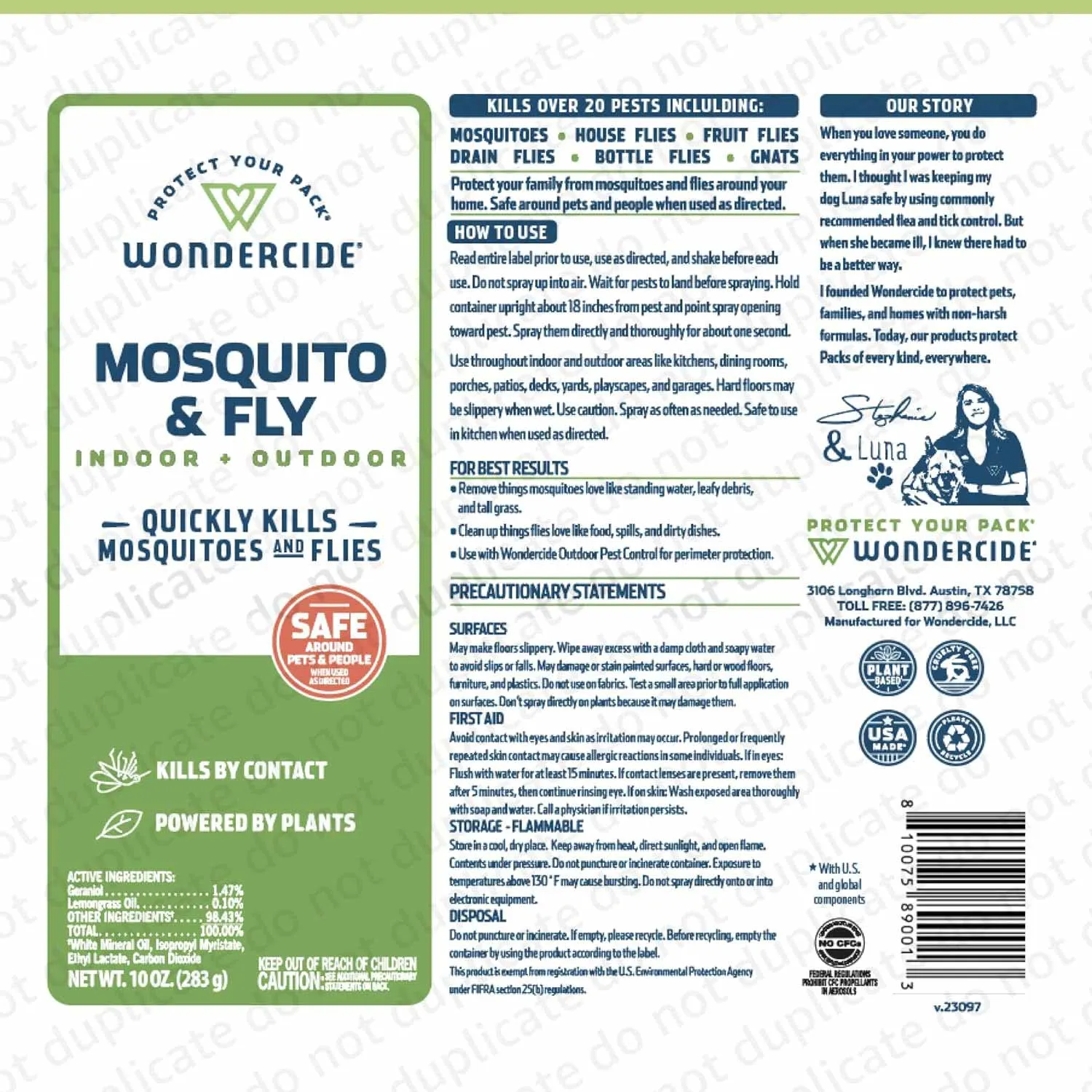 Wondercide Pet-Safe Mosquito & Fly Spray, 10 oz